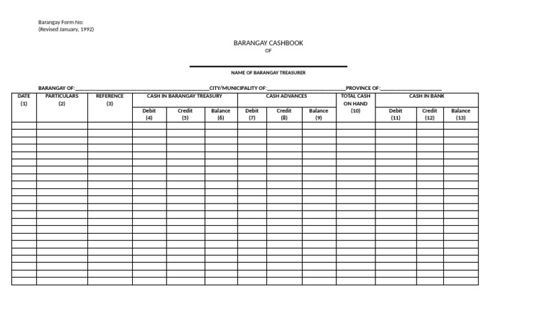 Barangay Cashbook Sample Format | PDF