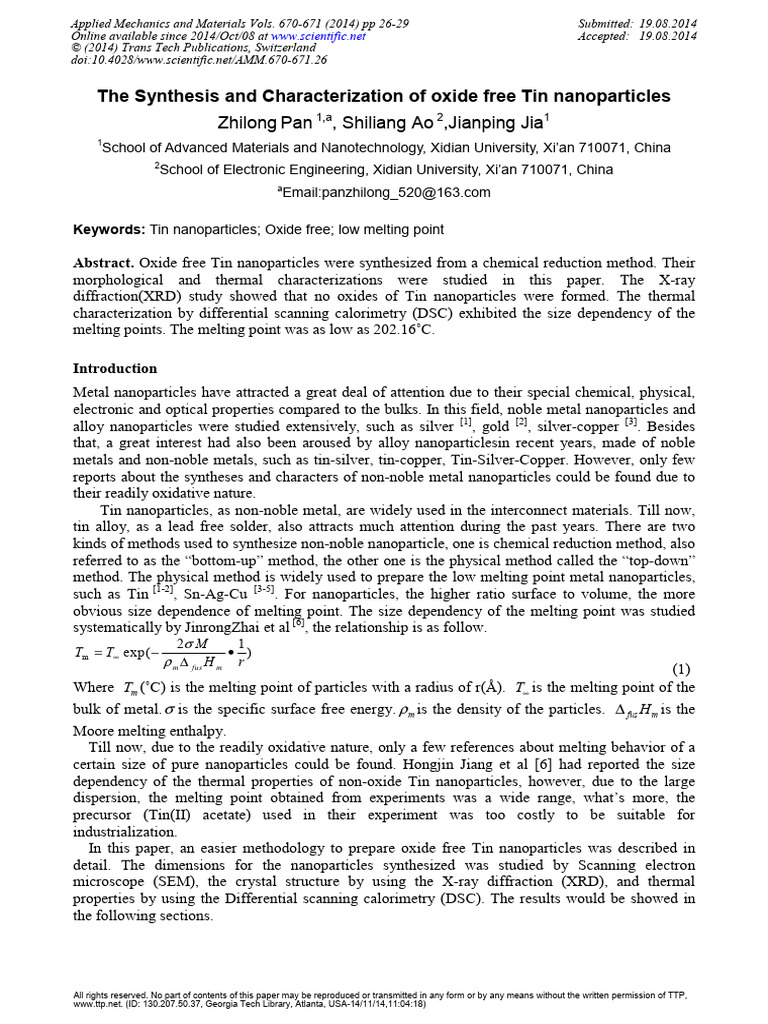 2014-The Synthesis and Characterization of Oxide Free Tin Nanoparticles ...