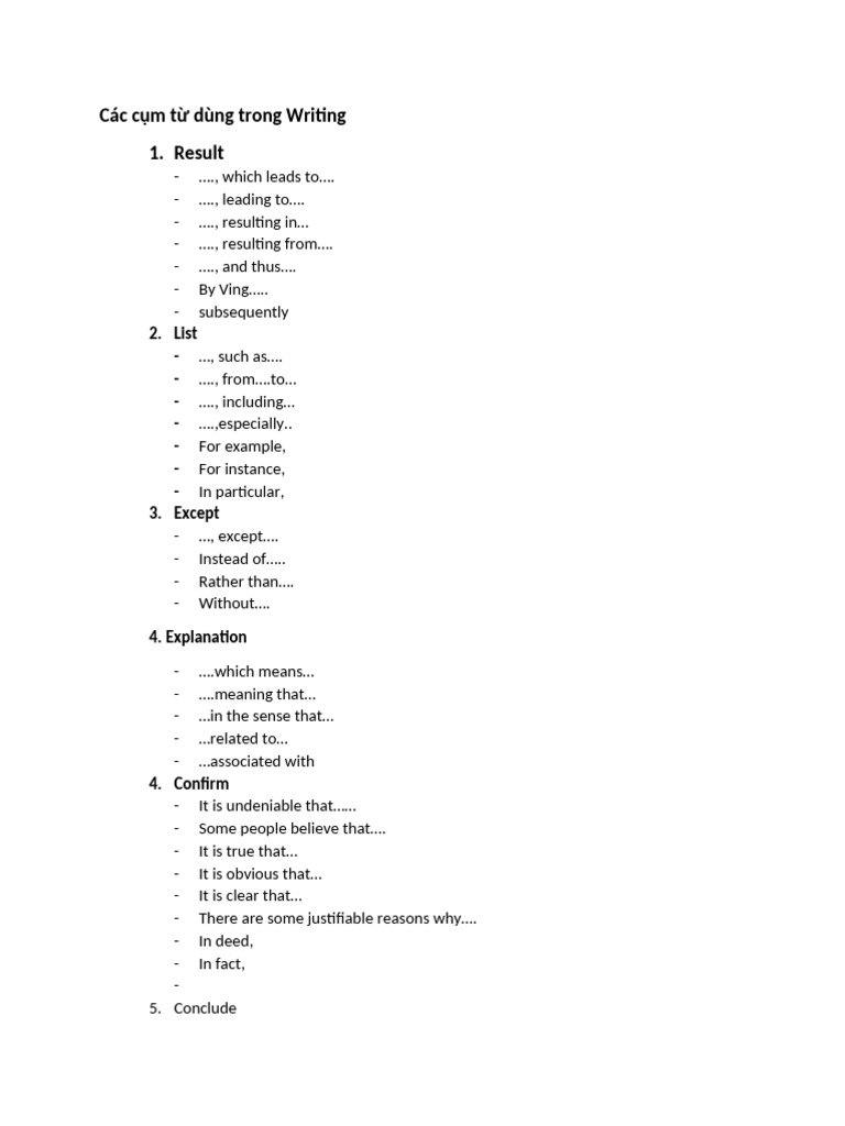 Các C M T Dùng Trong Writing | PDF