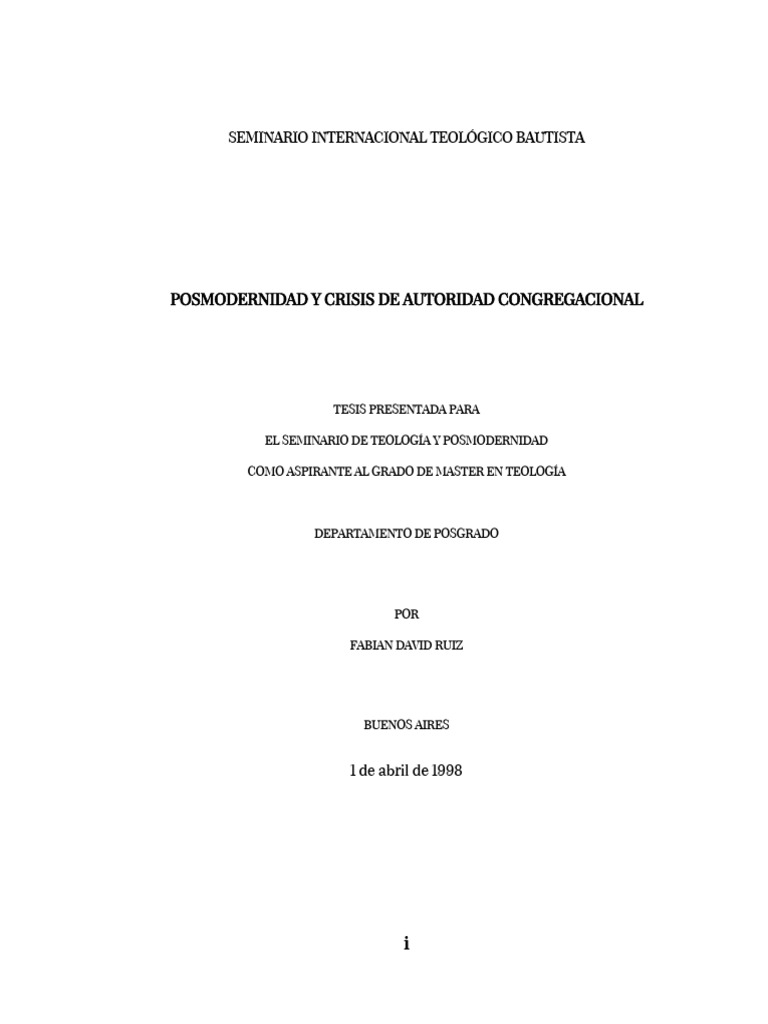 Posmodernidad y Crisis de Autoridad Cong | PDF | Verdad | Razón