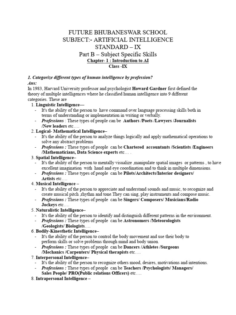 Ix ai unit1 introduction to ai pdf