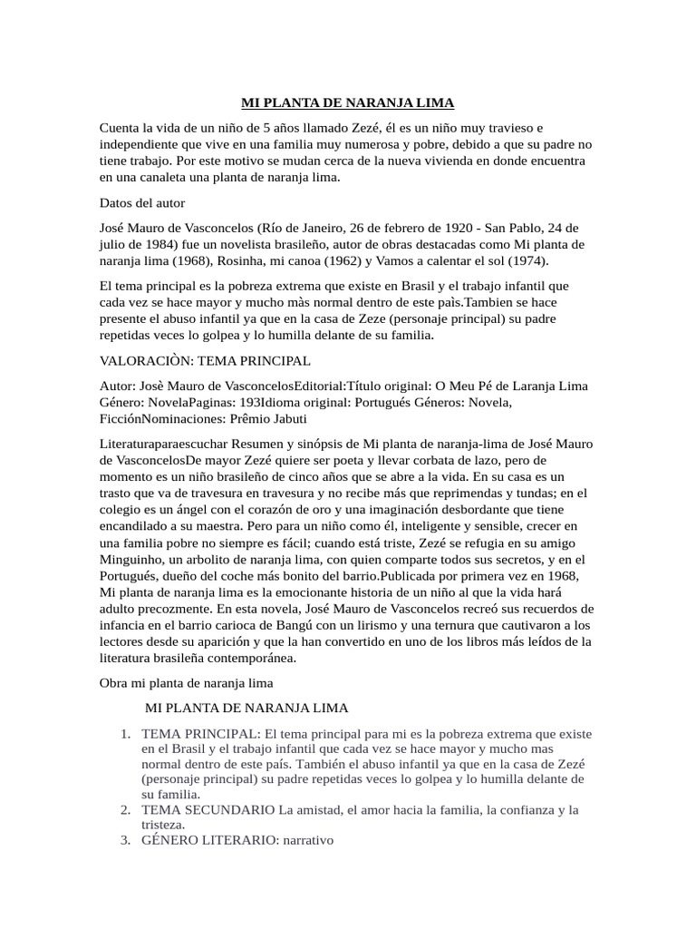 Mi Planta de Naranja Lima PDF