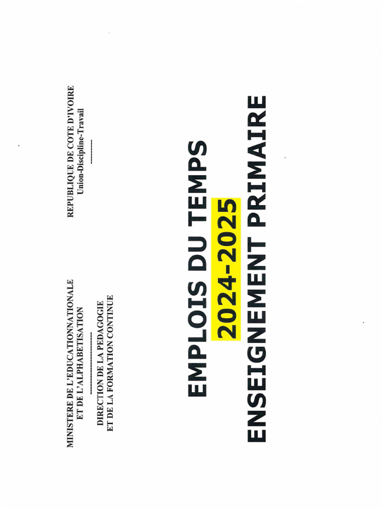 Emploi Du Temps 2024-2025 | PDF