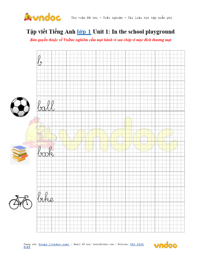 Tap viet tieng anh lop 1 unit 1 in the school playground pdf