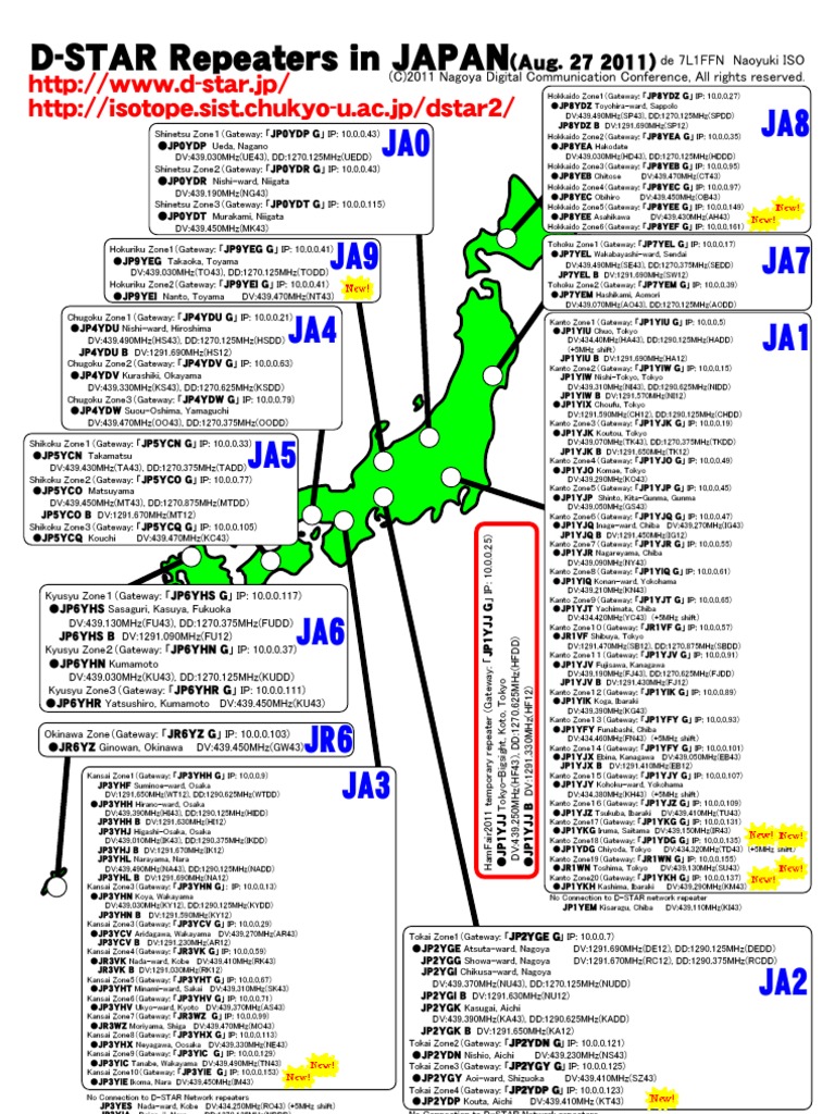 DSTAR japan Repeater Map