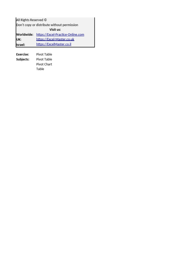 Pivot Table Exercise | PDF