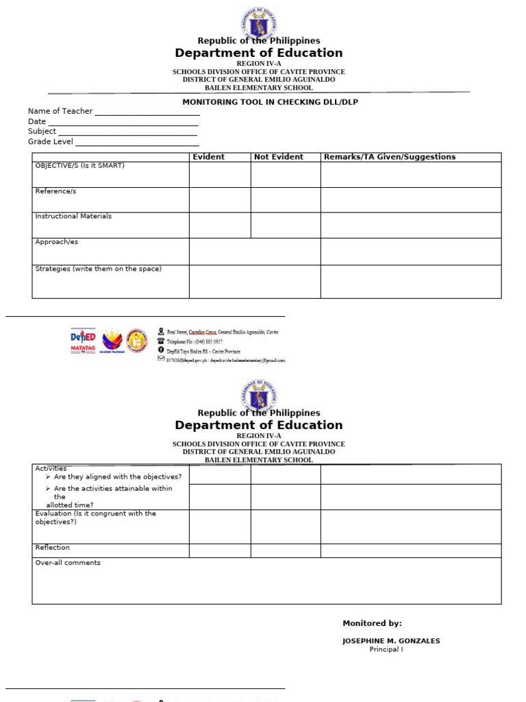 DLL Monitoring Tool Template | PDF | Philippines