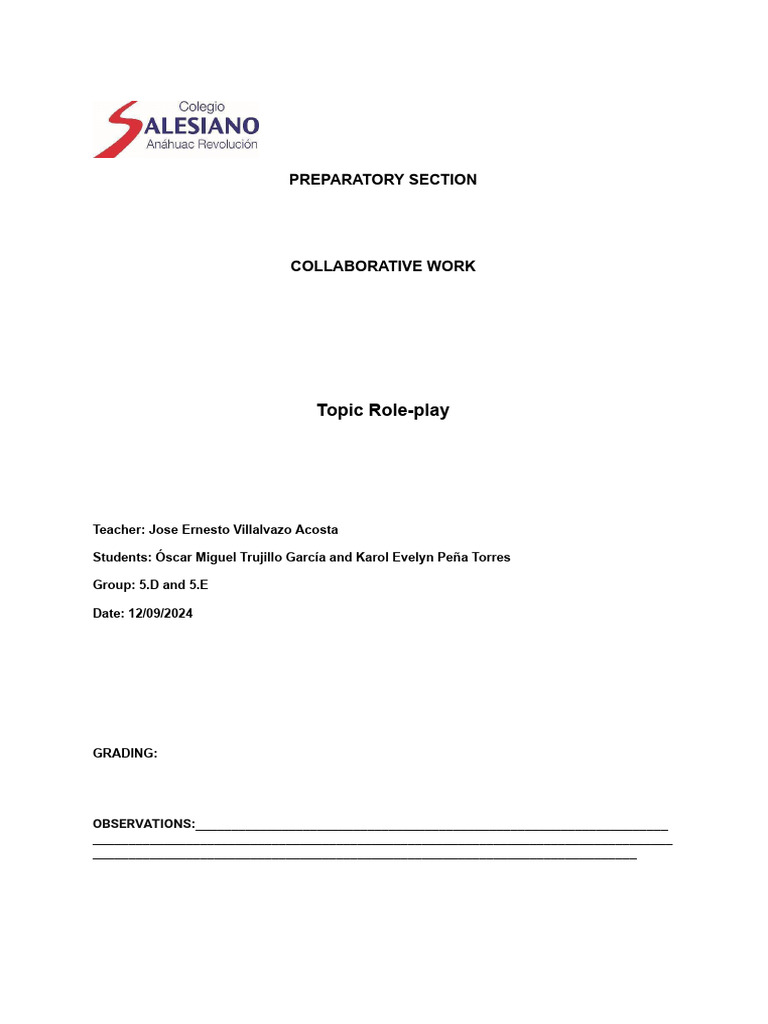 Topic role play pdf