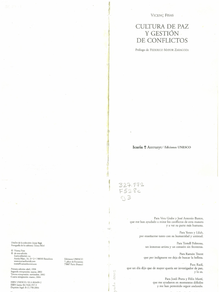 Fisas Cultura de Paz y Gestion de Conflictos | PDF