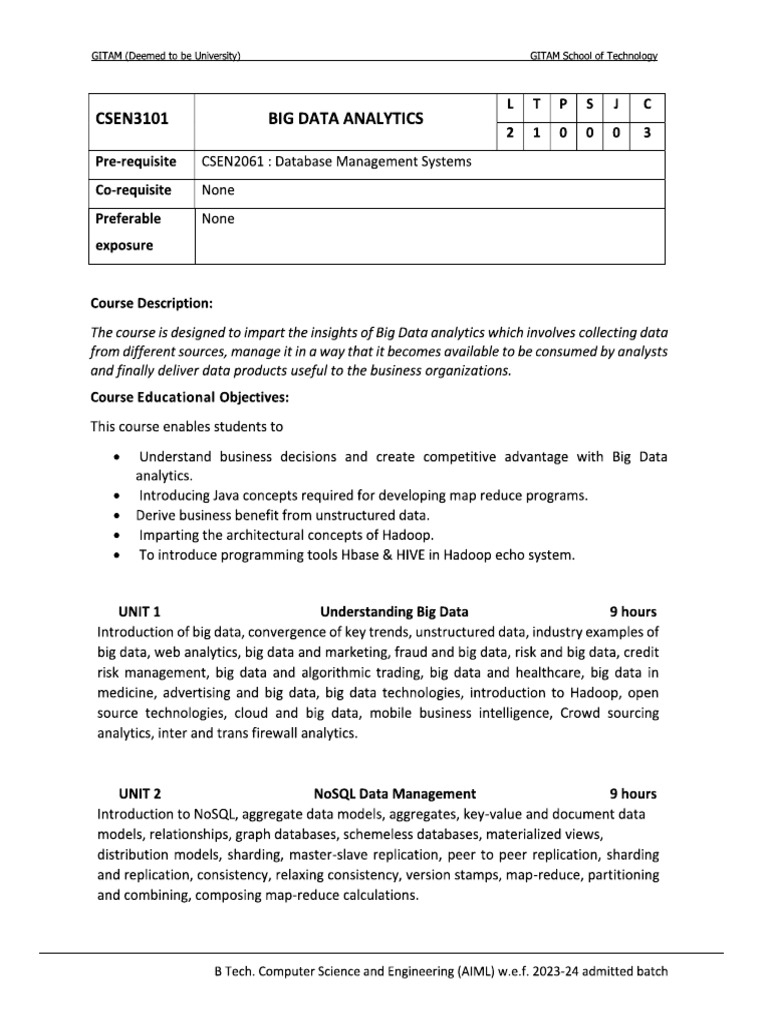Bda syllabus pdf