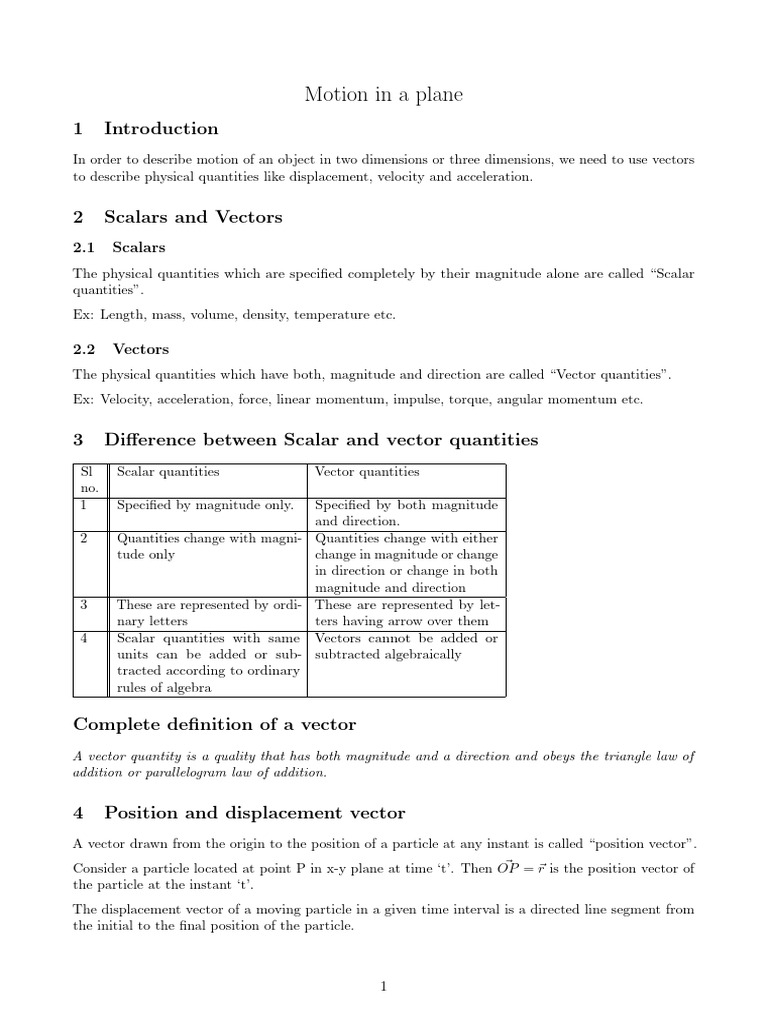 Motion in A Plane | PDF