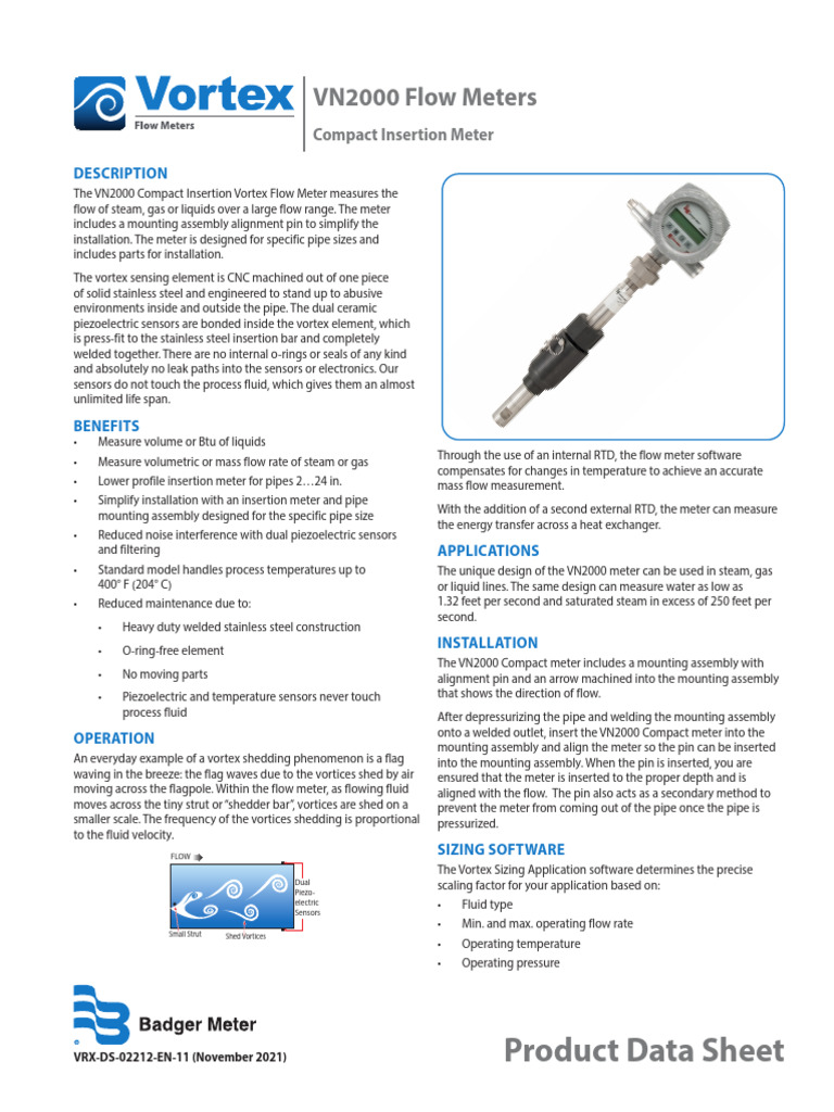 VRX-DS-02212-EN - Vortex VN2000 Flow Meters Compact Insertion Meter ...