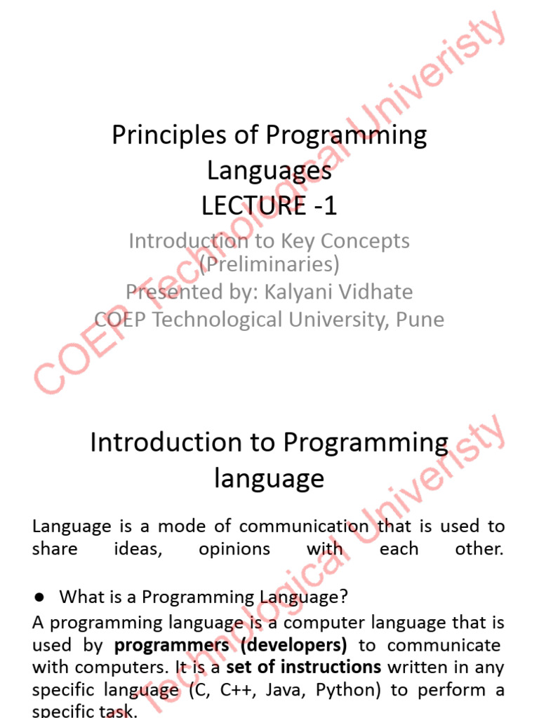 Principles - of - Programming - Languages - Presentation - LECTURE 1,2 ...