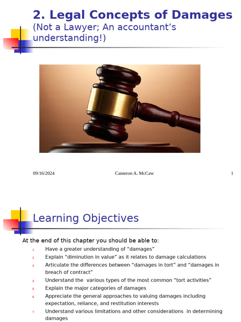 #2 Legal Concepts of Damages 2024 | PDF | Damages | Law