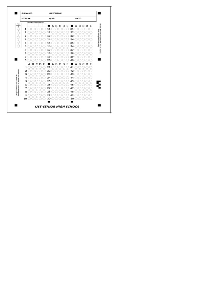 Chemistry Answer Sheet | PDF