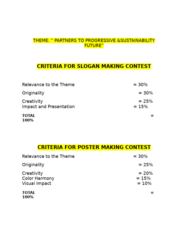 Slogan and Poster Criteria | PDF