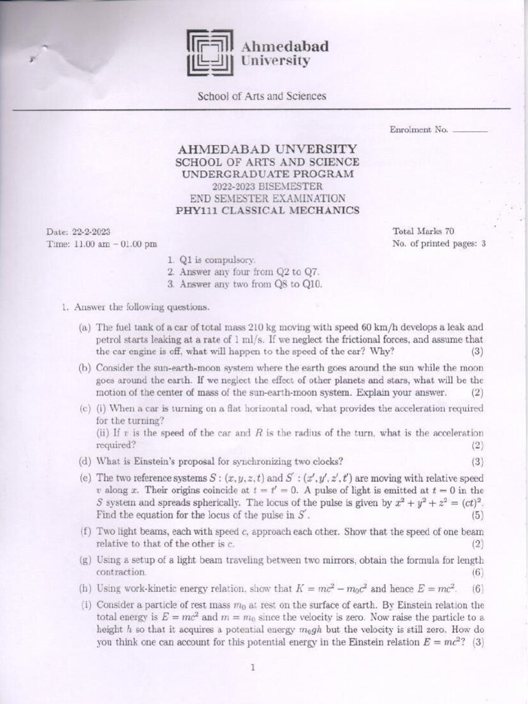 Phy111 Classical Mechanics Pdf