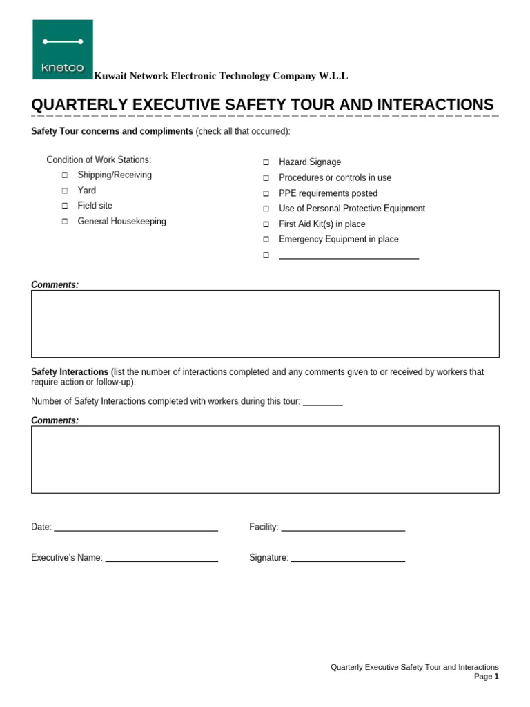 2 - 5.quarterly Executive Tour Sheet | PDF