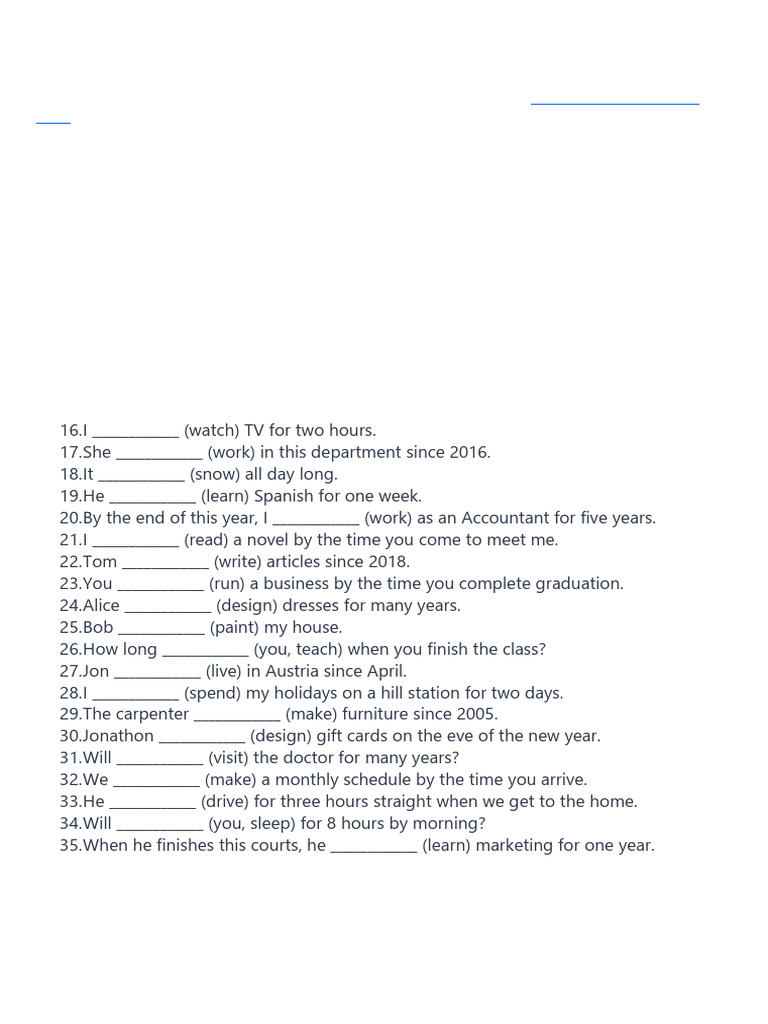 FUTURE PERFECT CONTINUOUS WORKSHEET PDF visual data 5