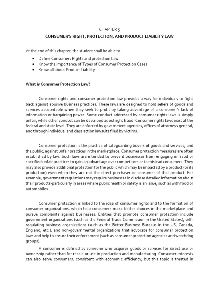 Consumer S Right Protection And Product Liability Law Pdf