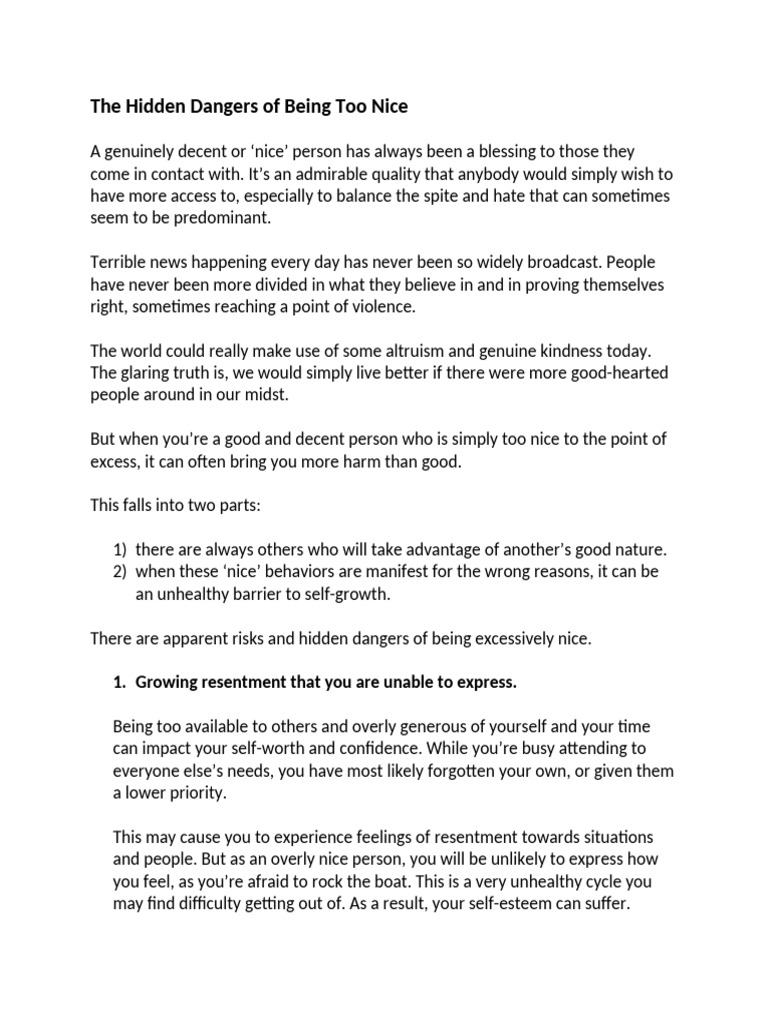 The Hidden Dangers of Being Too Nice | PDF