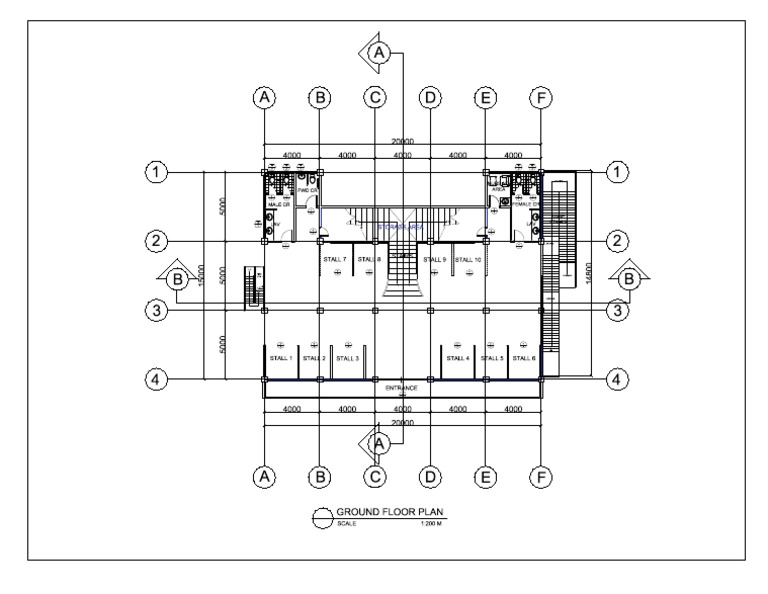 A A B C D E F: Ground Floor Plan | PDF