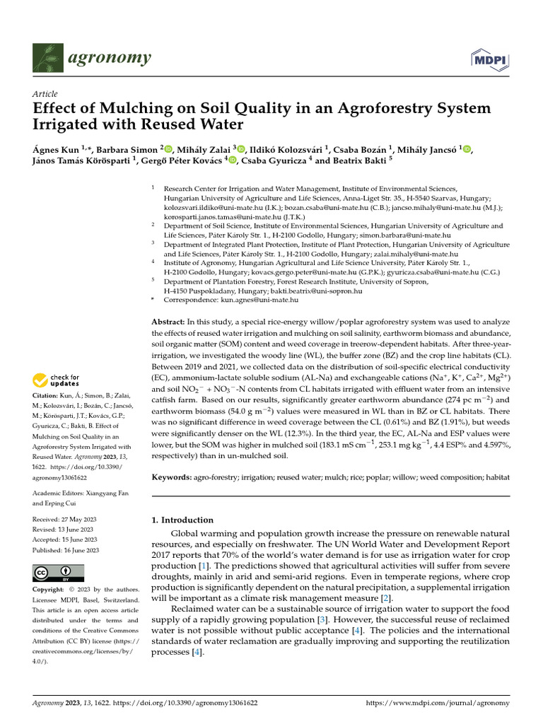Effect of Mulching On Soil Quality in An Agroforestry System | PDF