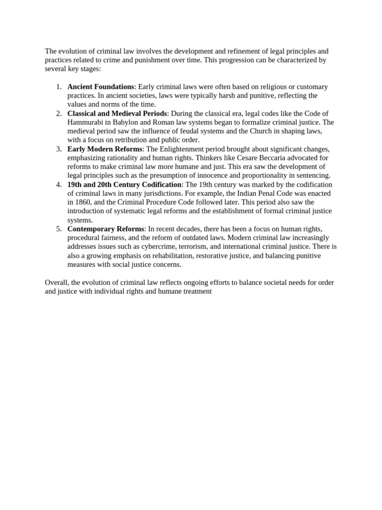 Evolution of Criminal Law Through Ages | PDF | Social Science
