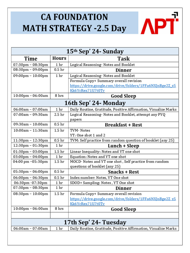 Caf S24 Math 2.5 Day Schedule | PDF | Statistics | Applied Mathematics