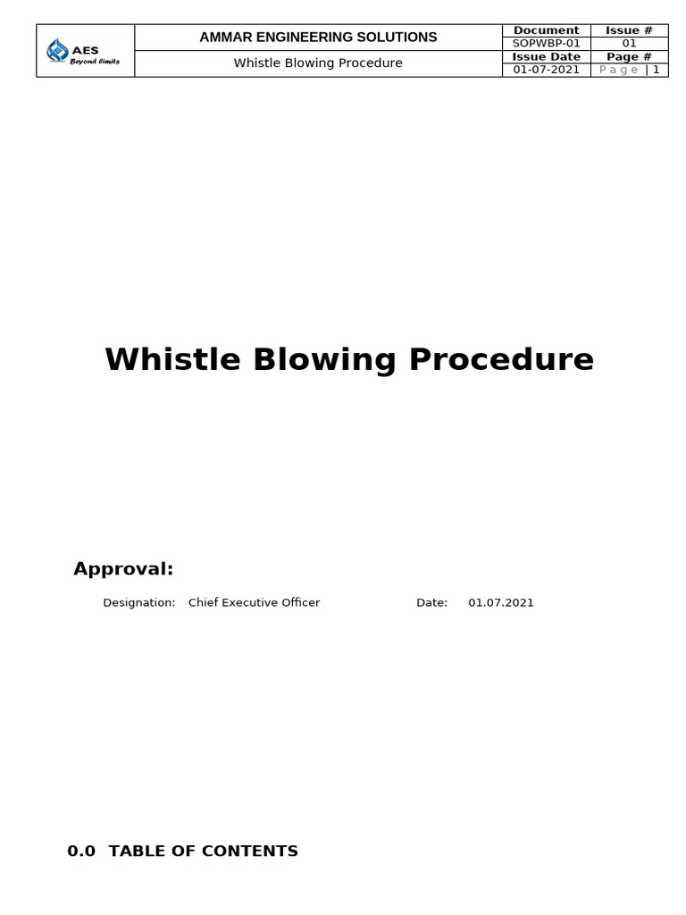 26.1 Whistle Blowing Procedure | PDF