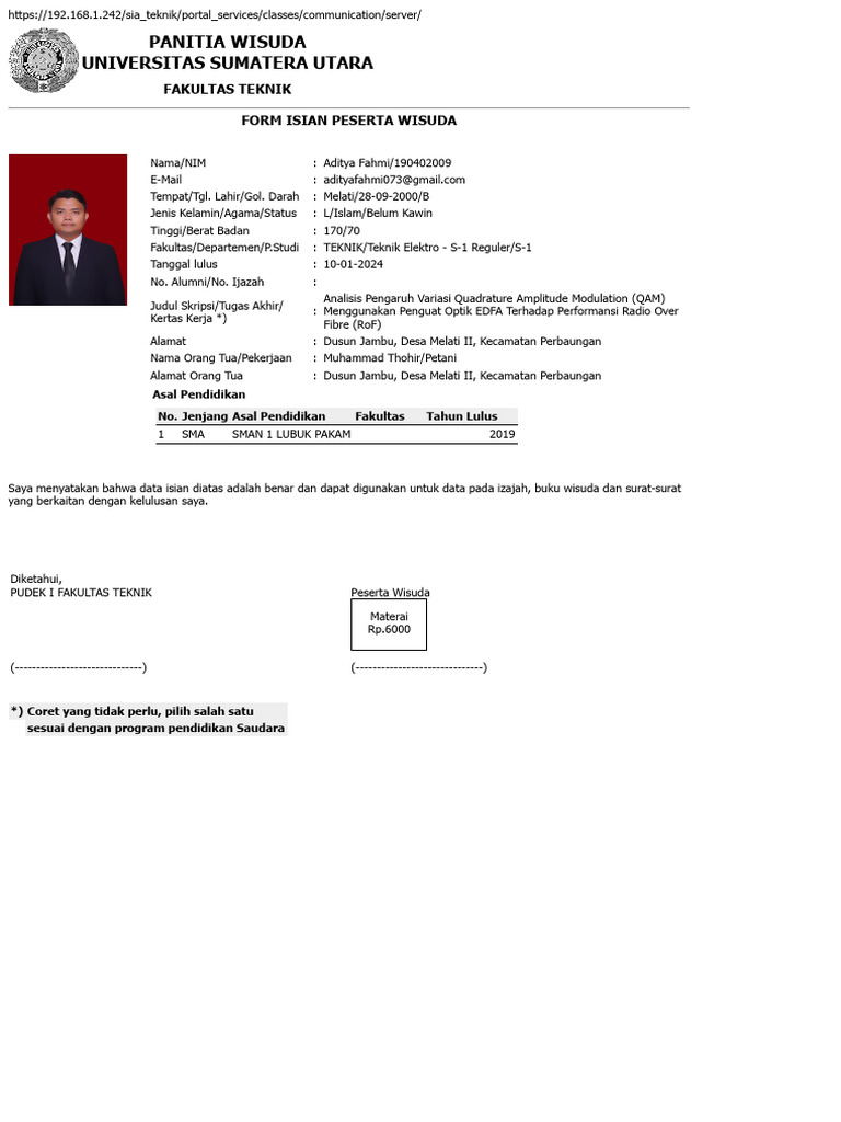 Biodata Wisuda | PDF