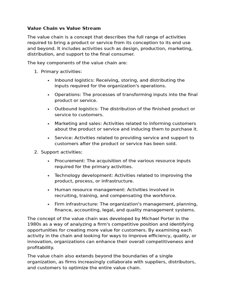 Value Chain&Value Stream | PDF