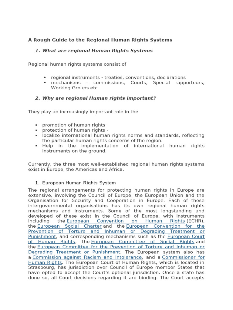 A Rough Guide To The Regional Human Rights Systems-1 | PDF | Human ...