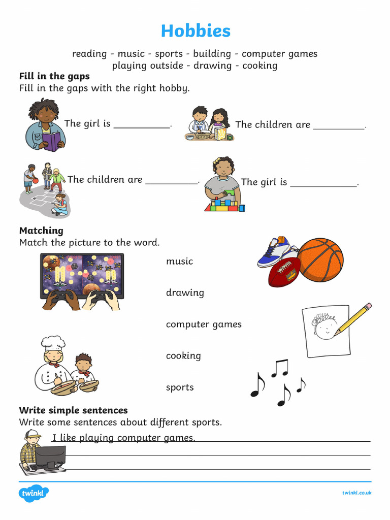 T e 616 Hobbies Activity Sheet | PDF