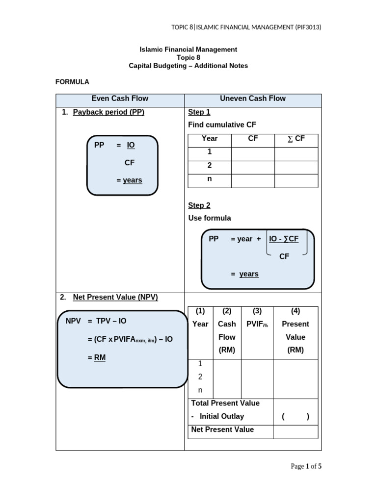 Chapter 8 Additional Notes Capital Budgeting | PDF