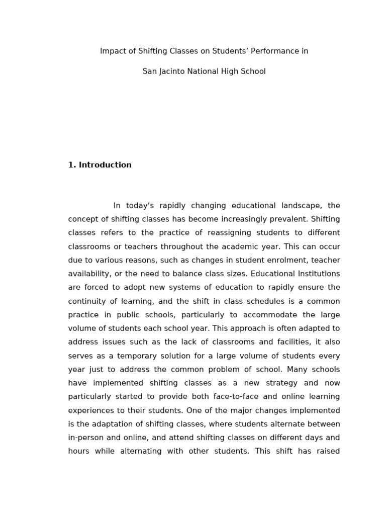 Impact of Shifting Classes on Student Performance | PDF | Teachers ...