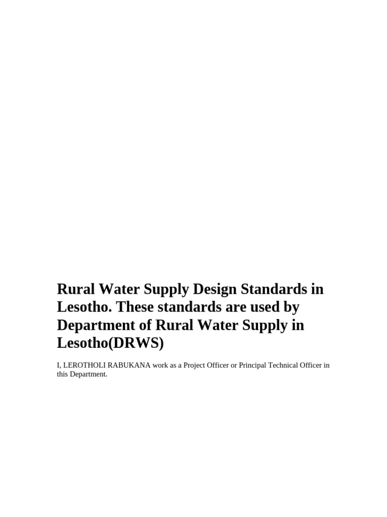 Rural Water Supply Design Standards | PDF | Pump | Water Supply