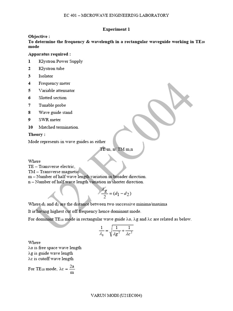 Me Rectangular Waveguide U21ec004 | PDF