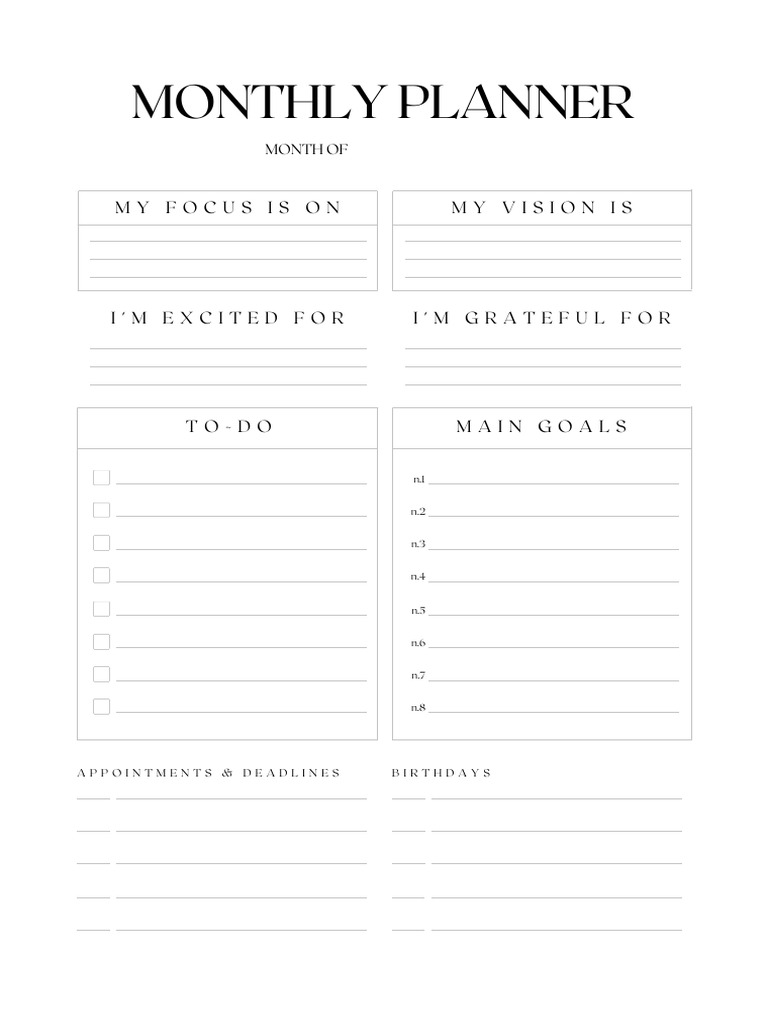 Monthly Planner Template | PDF