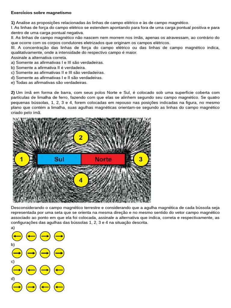 Exercícios Sobre Magnetismo | PDF