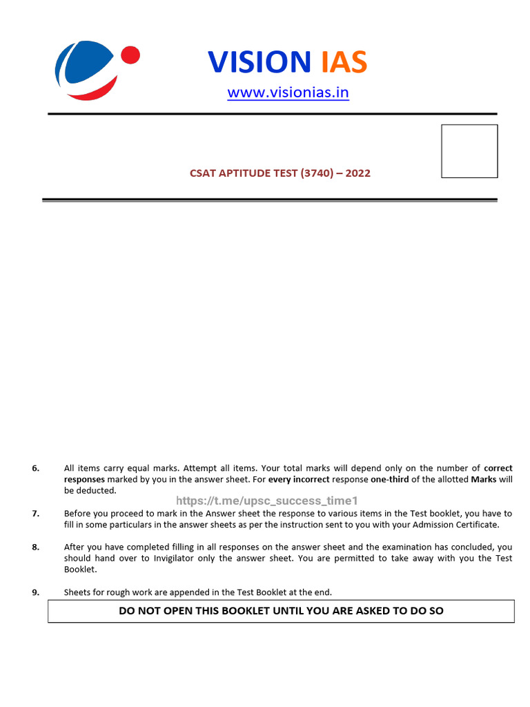 CSAT Aptitude Test Booklet 2022 | PDF | Fiscal Policy | Finance & Money ...