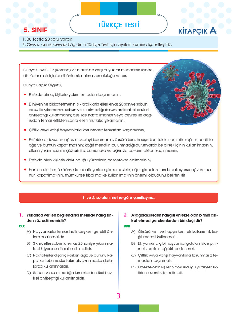 Sinif: Türkçe Testi | PDF