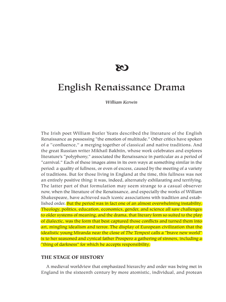 English Renaissance Drama Overview | PDF | Ben Jonson | Social Science