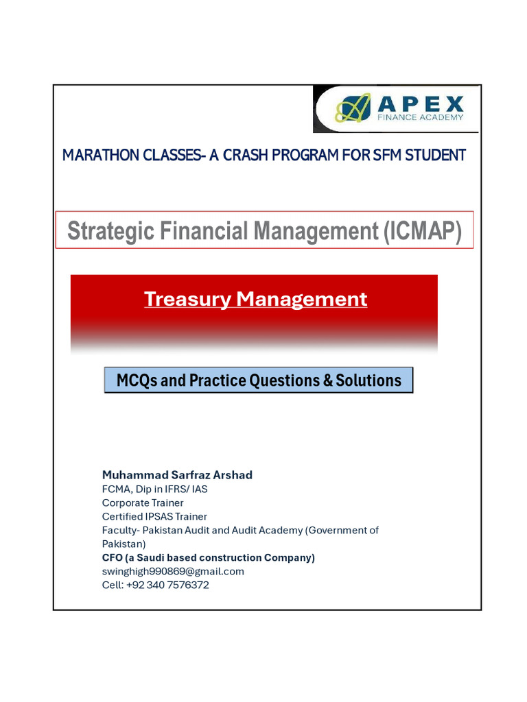 Treasury Management Practice Questions MCQs (Sep 10, 2024) | PDF