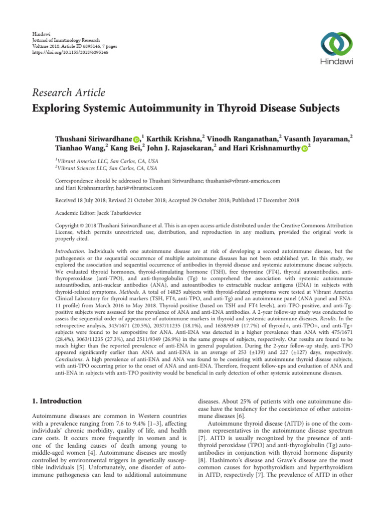 Siriwardhane2018 Exploring Systemic Autoimmunity in Thyroid Disease ...