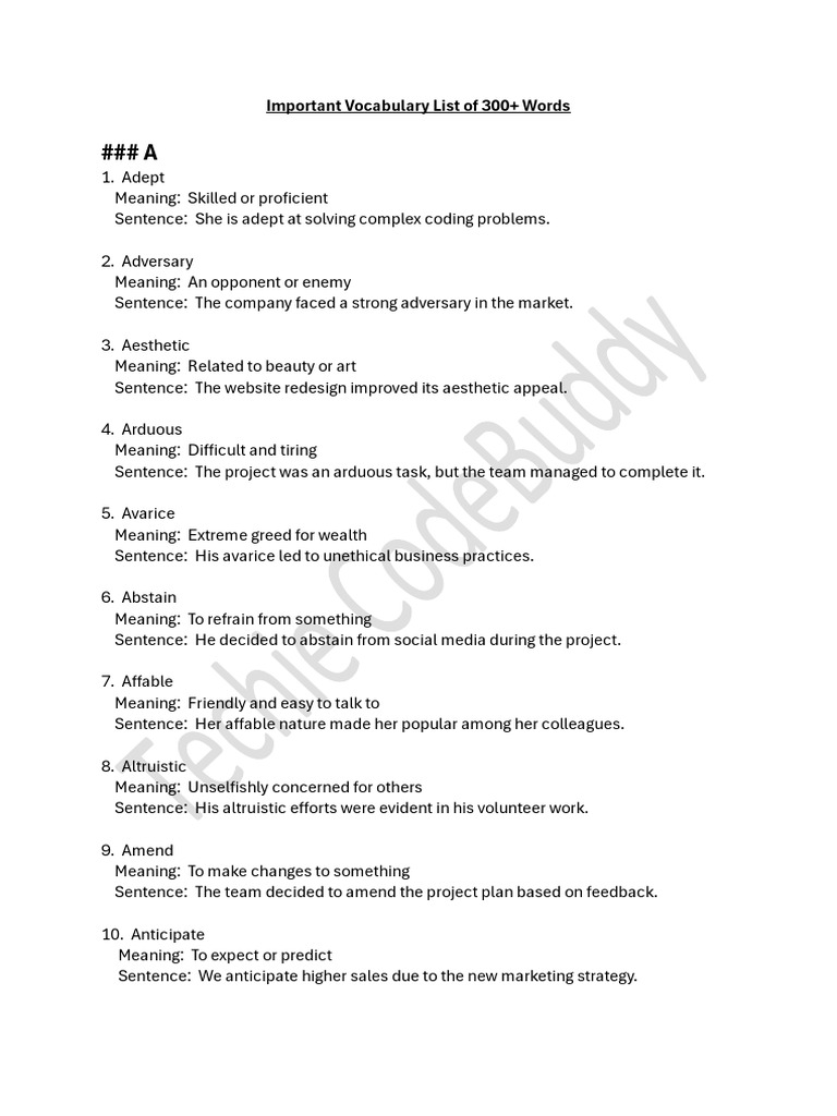 300 VOCABULARY WORDS WITH MEANING visual data 8