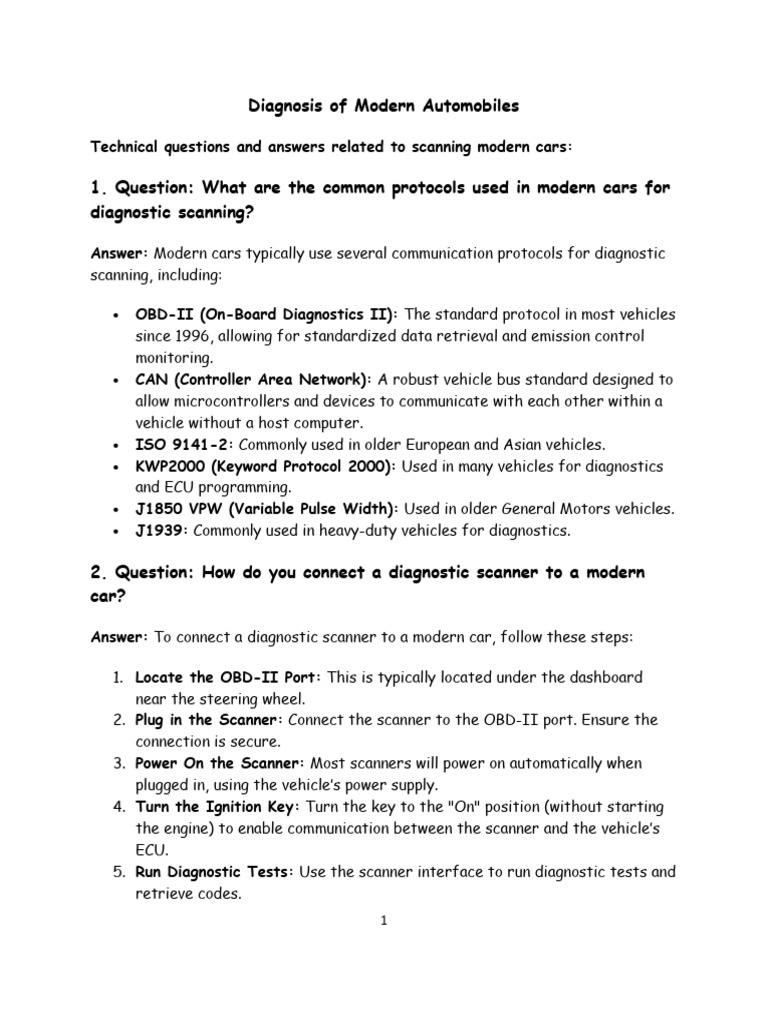 Modern Vehicle Diagnostics Guide | PDF | Image Scanner | Technology ...