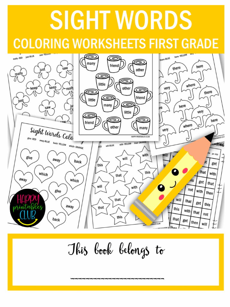 30 Pages-sight Words Coloring Worksheets First Grade | PDF