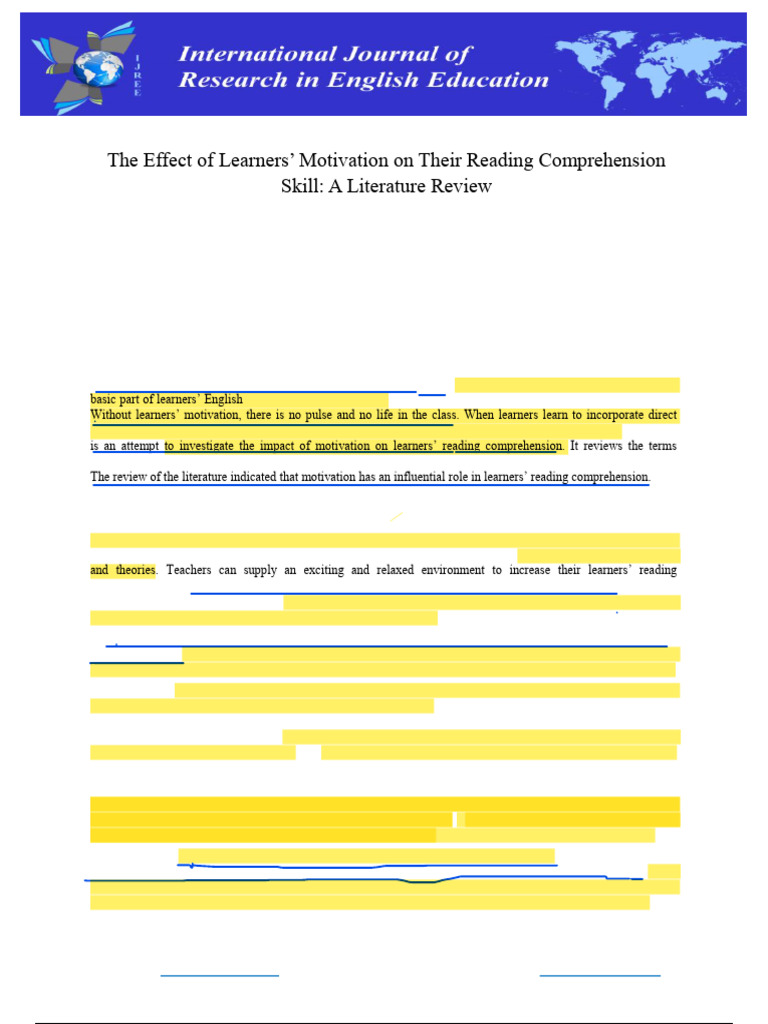 He Effect of Learners' Motivation On Their Reading Comprehension Skill ...