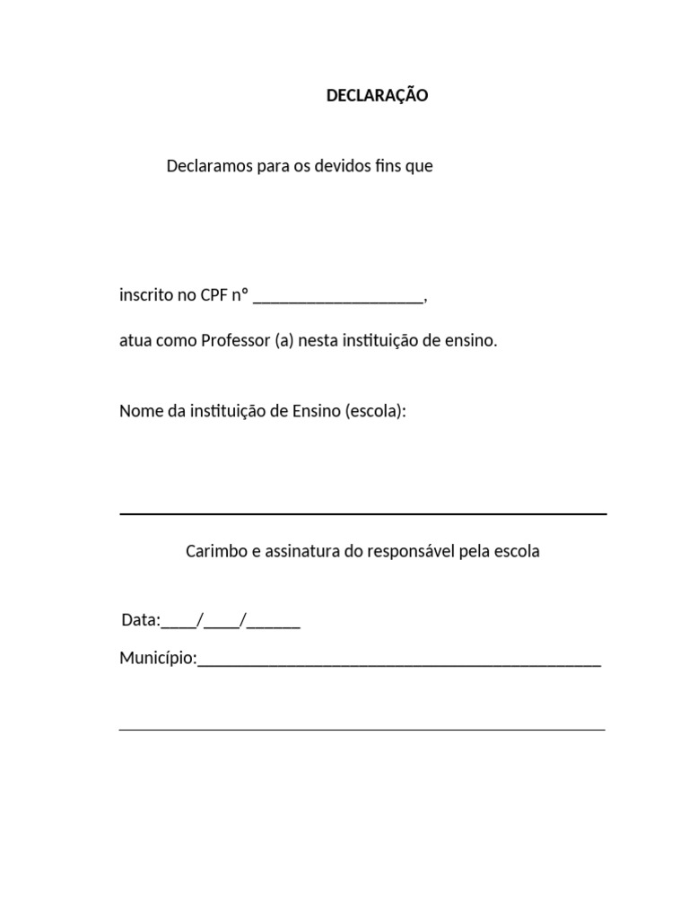 Declaracao Professor WORD | PDF